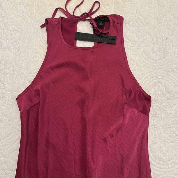 NWT House of Harlow 1960 Deep Pink Magenta/Raspberry Satin Bias Cut Dress - Picture 10 of 12